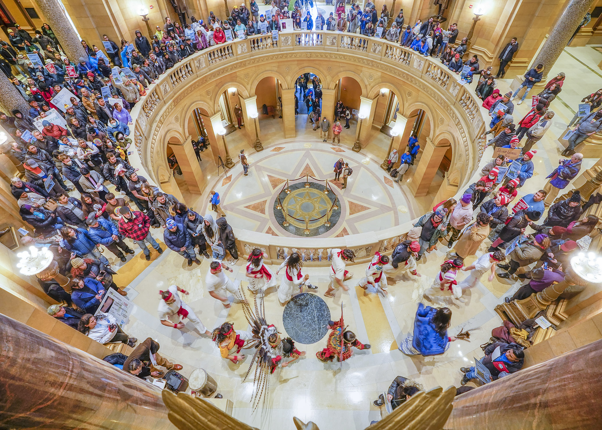 Hundreds of supporters of HF4 rally in front of the House Chamber during debate on the bill Jan. 30. House members passed the bill by a 69-60 vote. (Photo by Andrew VonBank)